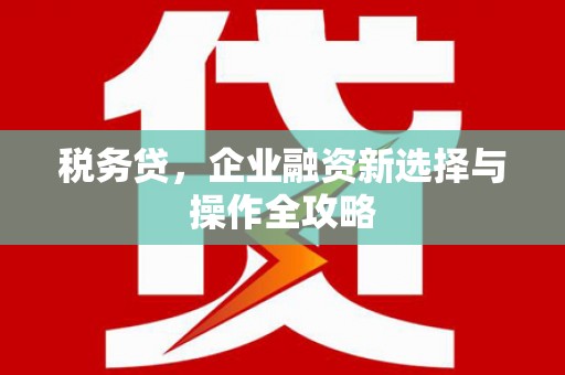 阿瓦提税务贷，企业融资新选择与操作全攻略