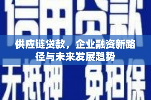 阿瓦提供应链贷款，企业融资新路径与未来发展趋势