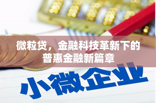 阿瓦提微粒贷，金融科技革新下的普惠金融新篇章