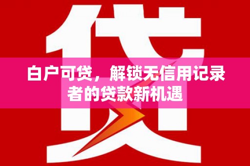 阿瓦提白户可贷，解锁无信用记录者的贷款新机遇